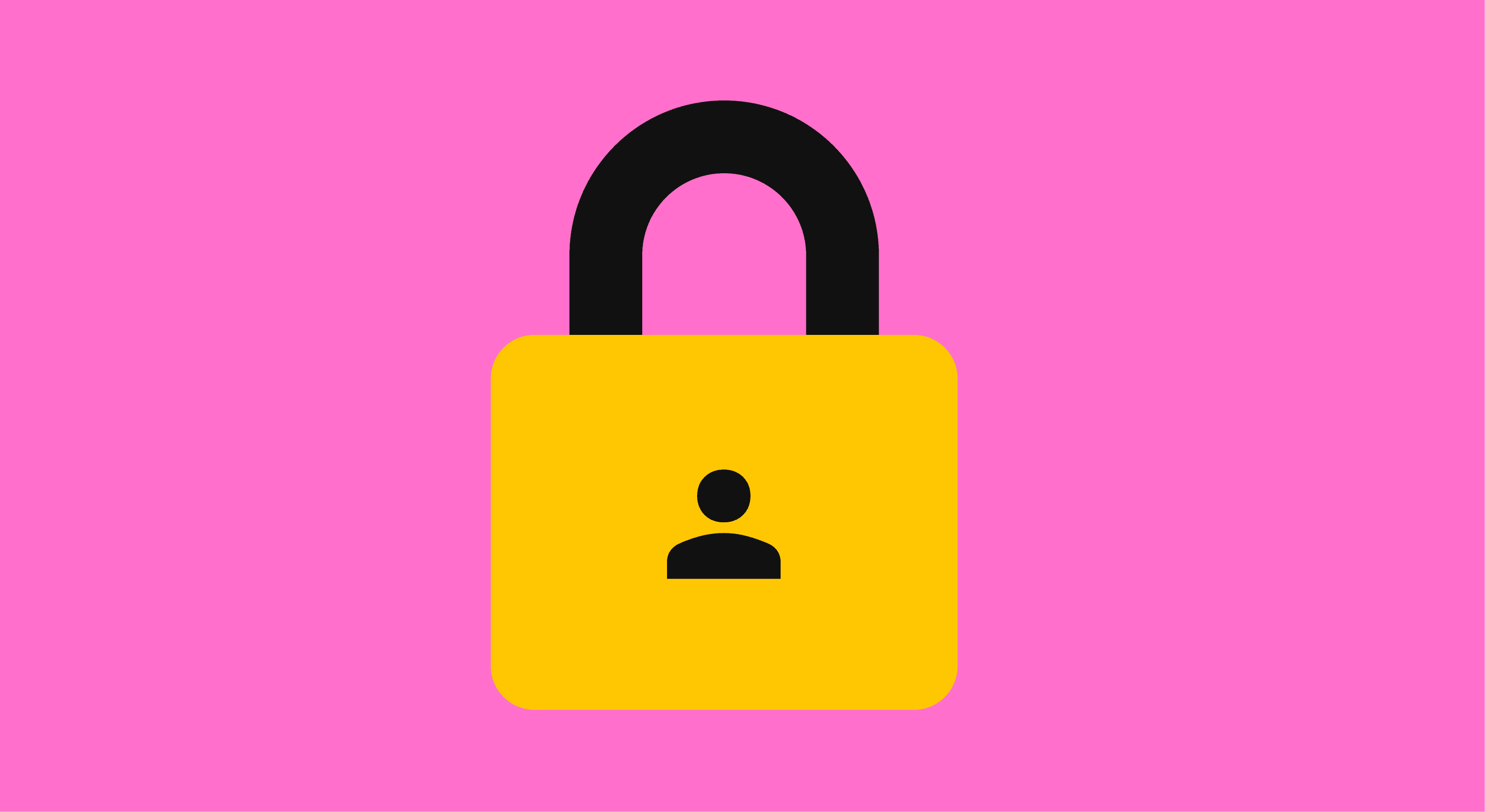 Illustration of padlock with person icon at center